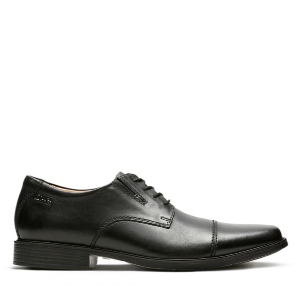 Clarks Mens Tilden Cap Wide Fit Shoes Black | USA-2354608